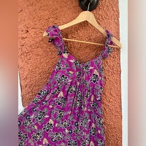 LOFT Hibiscus Ruffle Midi Halter Dress-Size 0